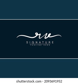 Initial Letter RV Logo - Handwritten Signature Logo