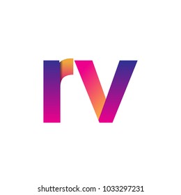 Initial Letter RV Logo Lowercase, magenta and orange, Modern and Simple Logo Design.