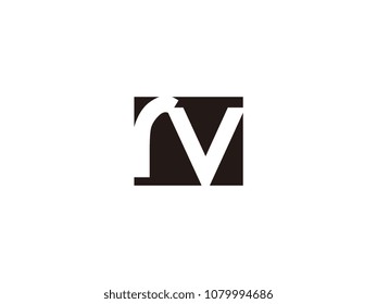 Initial letter rv lowercase logo black and white