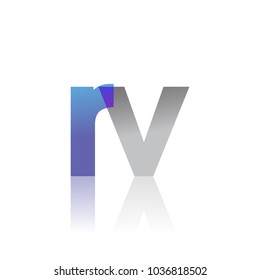 Initial Letter RV Lowercase overlap Logo Blue, pink and grey, Modern and Simple Logo Design.