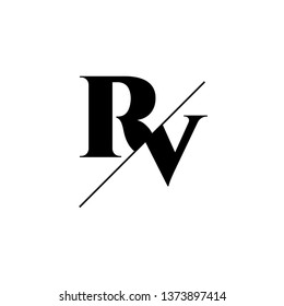 Initial Letter RV Monogram Sliced. Logo template isolated on white background