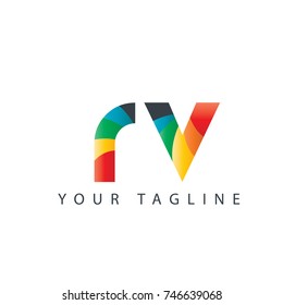 Initial Letter RV Rounded Design Logo