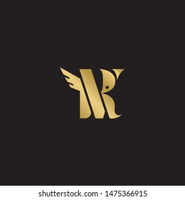 Initial letter rv uppercase modern logo design template elements. Gold letter Isolated on black  background. Suitable for business, consulting group company.