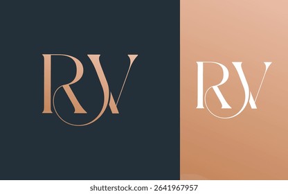 Initial letter RV VR logo design vector illustration for couple, wedding, and business