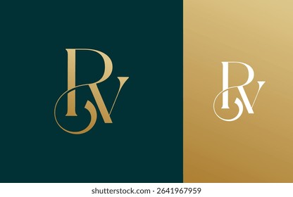 Initial letter RV VR logo design vector illustration for couple, wedding, and business