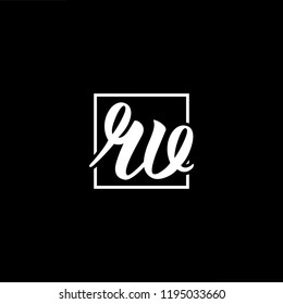 Initial letter RV VR minimalist art monogram shape logo, white color on black background
