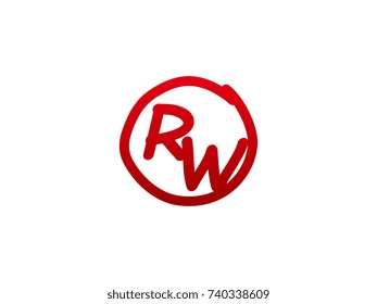 The initial letter RW handwritten logo