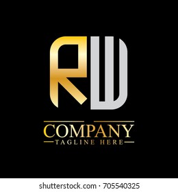 Initial Letter RW Linked Box Design Logo