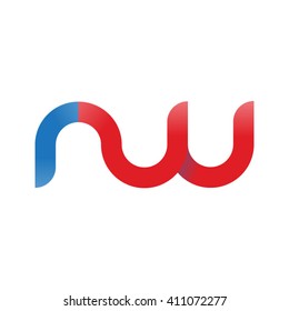 initial letter rw linked round lowercase logo blue red