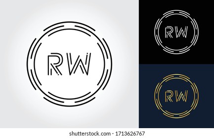 Initial Letter RW Logo Creative Typography Vector Template. Digital Abstract Letter RW Logo Design