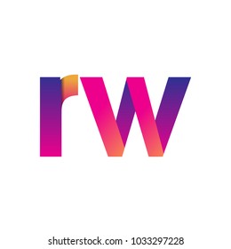 Initial Letter RW Logo Lowercase, magenta and orange, Modern and Simple Logo Design.