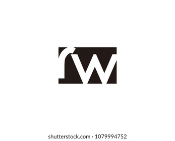Initial letter rw lowercase logo black and white