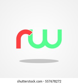Initial letter RW lowercase logo design template red tosca
