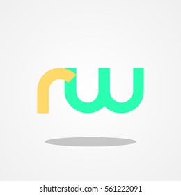 Initial letter RW lowercase logo design template orange tosca
