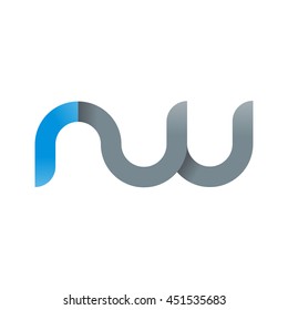 initial letter rw modern linked circle round lowercase logo blue gray