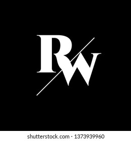 Initial Letter RW Monogram Sliced. Logo template isolated on black background