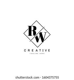 Initial Letter RW Sliced Uppercase Modern Logo Design