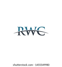 Initial letter RWC, overlapping movement swoosh horizon logo company design inspiration in blue and gray color vector