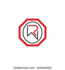 Initial Letter rw/wr Logo Template Vector Design with black and red background