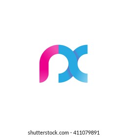 initial letter rx linked round lowercase logo pink blue