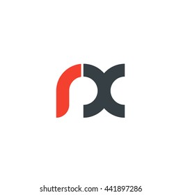 initial letter rx linked round lowercase logo red