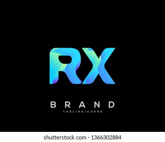 Initial letter RX logo with colorful background, letter combination logo design for creative industry, web, business and company. - Vector