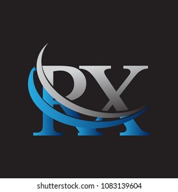initial letter RX logotype company name colored blue and grey swoosh design. vector logo for business and company identity.