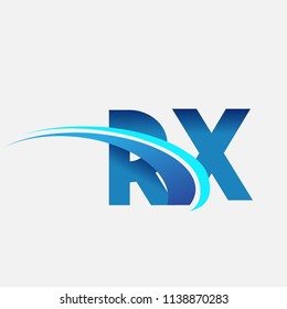 initial letter RX logotype company name colored blue and swoosh design. vector logo for business and company identity.