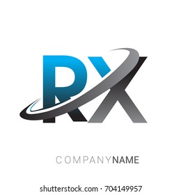 initial letter RX logotype company name colored blue and grey swoosh design. logo design for business and company identity.