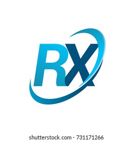 initial letter RX logotype company name colored blue swoosh design concept. vector logo for business and company identity.