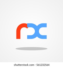 Initial letter RX lowercase logo design template red soft blue