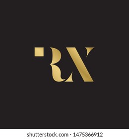 Initial letter rx uppercase modern logo design template elements. Gold letter Isolated on black  background. Suitable for business, consulting group company.