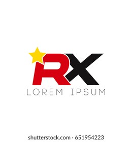 Initial letter rx yellow star logo red black
