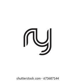 Initial letter ry, linked outline rounded lowercase, monogram black