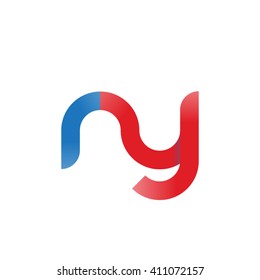 initial letter ry linked round lowercase logo blue red