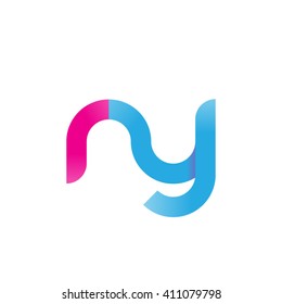 initial letter ry linked round lowercase logo pink blue