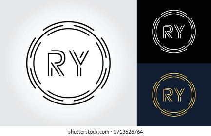 Initial Letter RY Logo Creative Typography Vector Template. Digital Abstract Letter RY Logo Design
