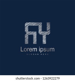 Initial Letter RY Logo Template Vector Design. Silver letter logo
