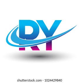 initial letter RY logotype company name colored blue and magenta swoosh design. vector logo for business and company identity.
