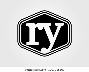 Initial letter ry lowercase logo minimalist black