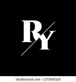 Initial Letter RY Monogram Sliced. Logo template isolated on black background