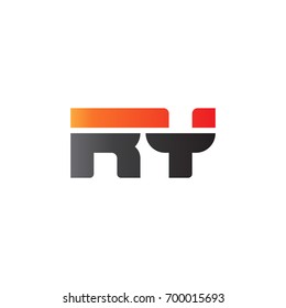 Initial letter RY, straight linked line bold logo, gradient fire red black colors