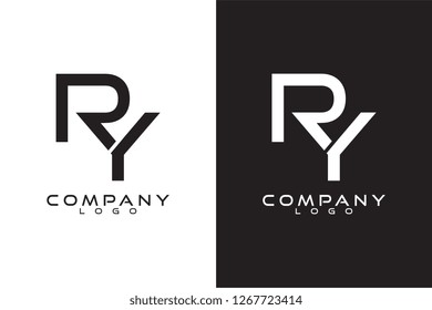 Initial Letter ry, yr Logo Template Vector Design with black and white background