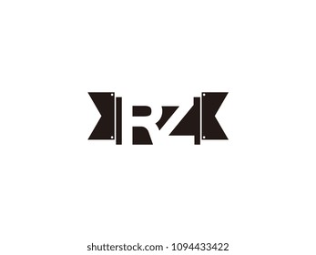 Initial letter rz black ribbon logo design