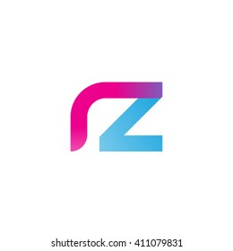 initial letter rz linked round lowercase logo pink blue