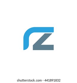 initial letter rz linked round lowercase logo blue