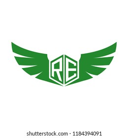 Initial Letter RZ Logo Design with Wings