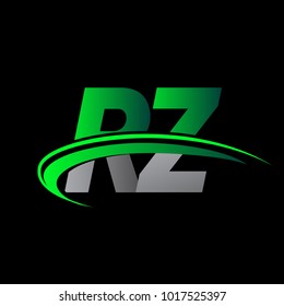 initial letter RZ logotype company name colored green and black swoosh design. vector logo for business and company identity.