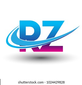 initial letter RZ logotype company name colored blue and magenta swoosh design. vector logo for business and company identity.
