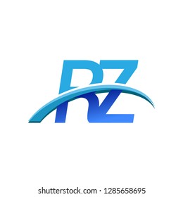 initial letter RZ logotype company name colored blue and swoosh design. vector logo for business and company identity.